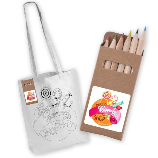 Printed Colour In Long Handle Calico Bags